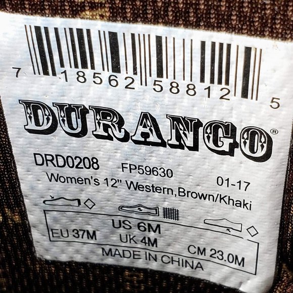 Durango Stitched Pattern Western Pointed Toe Boots 6M - Picture 9 of 15